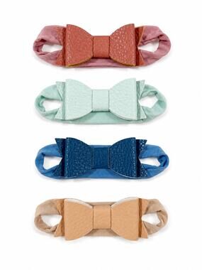 Small Shop Bow Baby Headband Set of 4 Faux Leather Nylon Bows